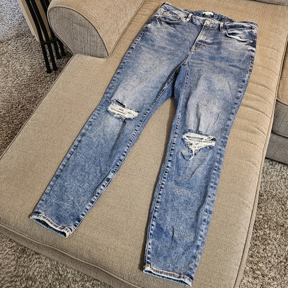 Good American Distressed High Rise Denim Casual Medium Wash Jeams Size 14-18 - Picture 2 of 8